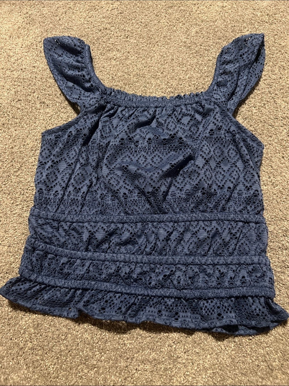 SO Navy Eyelet Ruffle Tank Top for Kids